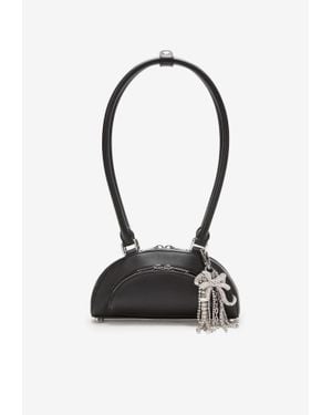 Self-Portrait Crystal Ribbon Charms Shoulder Bag - Black