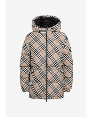 Burberry Archive Check Puffer Jacket - Natural