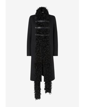 Fendi Sheepskin Trim Midi Coat - Black