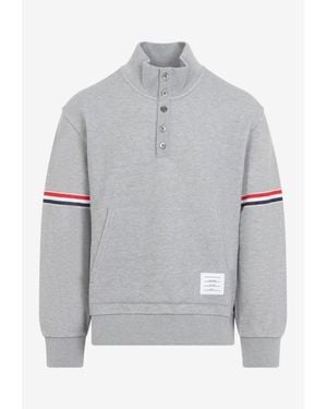 Thom Browne Name Tag Patch Funnel-Neck Sweatshirt - Gray