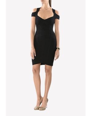 Hervé Léger Katlin Essential Cold-Shoulder Bodycon Dress - Black