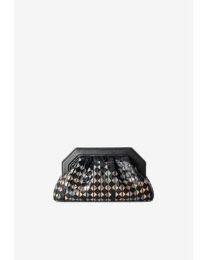 Serapian Secret Mosaico Leather Clutch - White