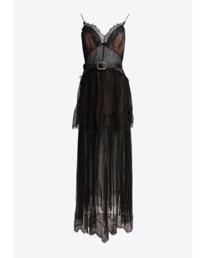 Self-Portrait Dotted Mesh Maxi Dress - Black