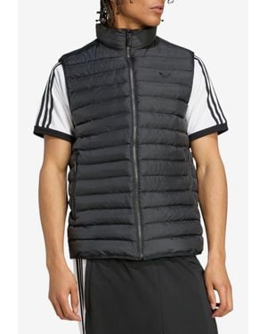 adidas Logo Print Zip-Up Padded Vest - Black