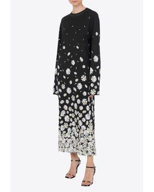 Moschino Daisy Degradé Print Midi Dress - Black