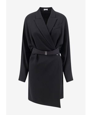 Brunello Cucinelli Chemisier Tuxedo-Style Dress - Black