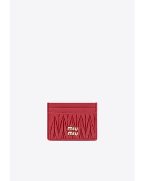 Miu Miu Matelassé Nappa Logo Cardholder - Red