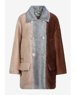 Fendi Colorblocked Double-Breasted Wool Coat - Brown