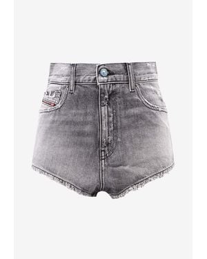 DIESEL Faded Denim Mini Shorts - Gray