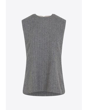 Carven Sleeveless Ribbed Top - Gray