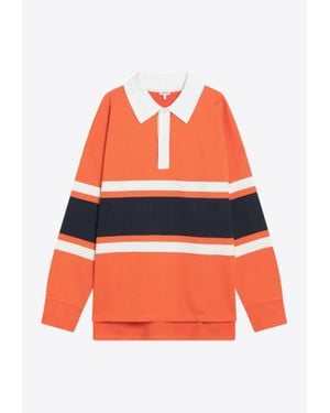 Loewe Embroidered Anagram Long-Sleeved Polo T-Shirt - Orange