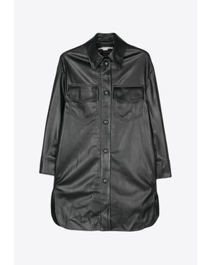 Stella McCartney Faux Leather Long-Sleeved Shirt - Grey
