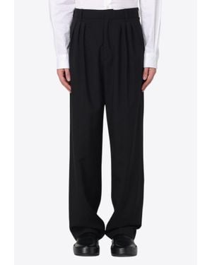 KENZO Pleated Tailored Wool Trousers - Black