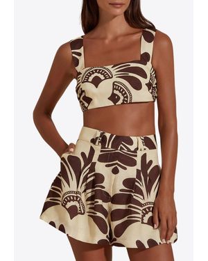 Dahlia Bianca Nova Printed Cropped Top - Brown
