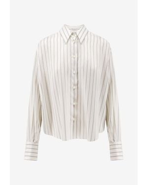 Brunello Cucinelli Striped Silk Shirt - White