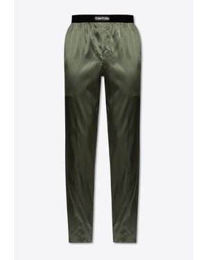Tom Ford Silk Logo Pyjama Pants - Green