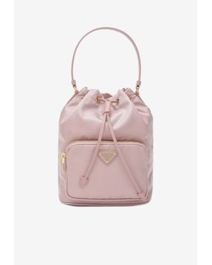 Prada Triangle Logo Duet Bucket Bag - Pink