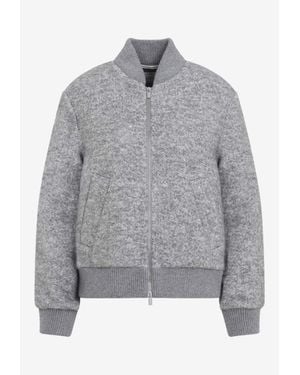 Peserico Bouclé Wool-Blend Bomber Jacket - Gray