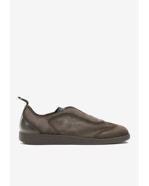 Santoni Leather Low-Top Trainers - Brown