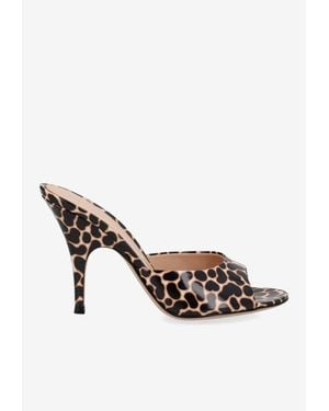 Gianvito Rossi 95 Leopard Print Leather Mules - White