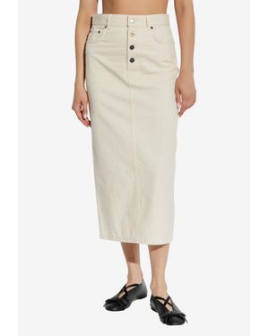 Moschino Logo Patch Denim Pencil Skirt - Natural
