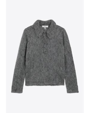 Chloé Alpaca-Blend Polo Sweater - Gray