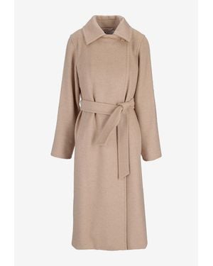 Max Mara Ricc Double-Breasted Belted Coat - Natural
