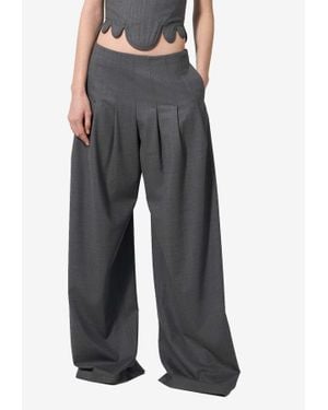 GIUSEPPE DI MORABITO Wide-Leg Wool Pants - Black