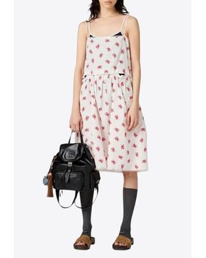 Miu Miu Cornflower Print Poplin Dress - White