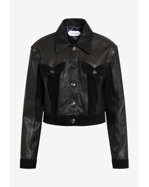 Versace Cropped Leather Jacket - Black
