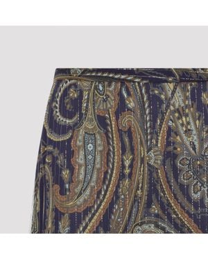 Etro Paisley Silk Maxi Tiered Skirt With Metallic Threads - Multicolour