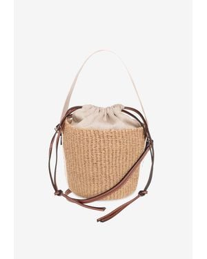 Chloé Small Woody Raffia Bucket Bag - White