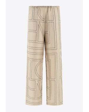 TOTEME Monogram Silk Pyjama Pants - Natural