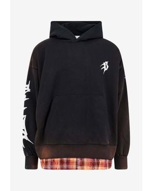 Barrow Graphic Print Layered-Effect Faded Hoodie - Blue