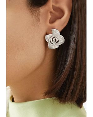Black Suede Studio Rosa Crystal-Embellished Earrings - Brown