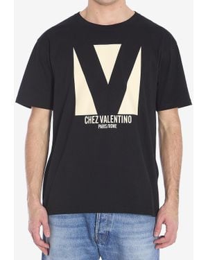 Valentino Chez Logo Print T-Shirt - Black