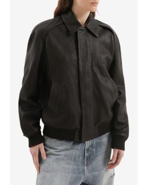 1989 STUDIO Leather Zip-Up Jacket - Black