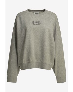 Ganni Logo Crewneck Sweatshirt - Grey
