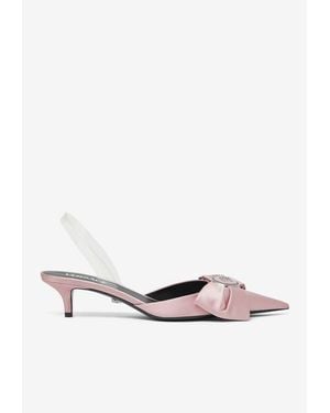 Versace Alia 45 Slingback Satin Pumps - White