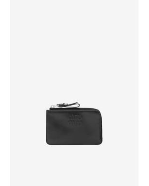Miu Miu Zip Embossed Card Holder - Black