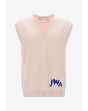 JW Anderson Logo Intarsia Knitted Sweater Vest - Pink