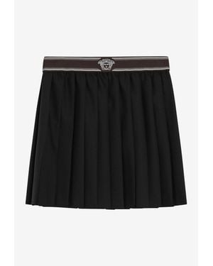 Versace Pleated Wool Mini Skirt - Black