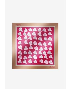Max Mara All-Over Hearts Print Silk Scarf - Pink