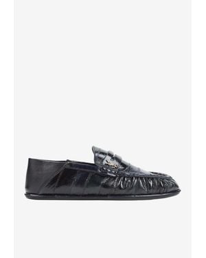 Saint Laurent Le Loafer Glossy Effect Leather Loafers - Blue