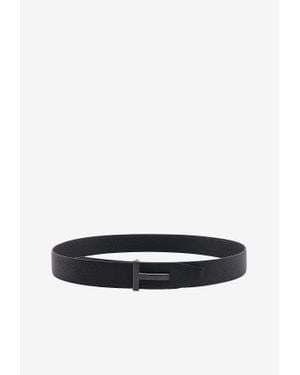 Tom Ford T Buckle Grained Leather Belt - White