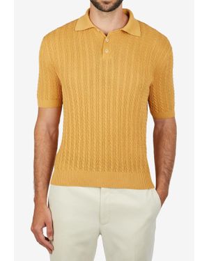 Slowear Cable Knit Polo T-Shirt - Yellow