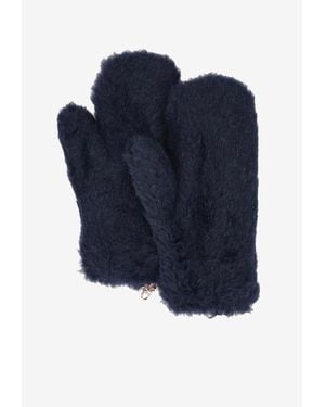 Max Mara Ombrat Teddy Mittens - Blue