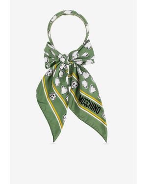Moschino Printed Silk Headband - Green