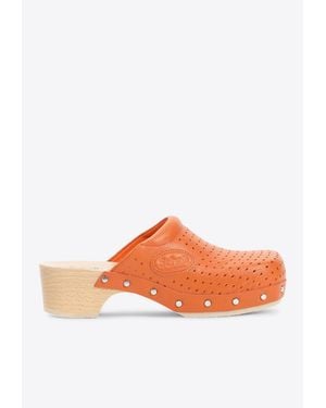 Balenciaga Scholl 40 Leather Mules - Orange