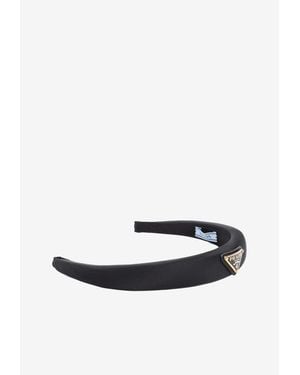 Prada Triangle Logo Padded Headband - White